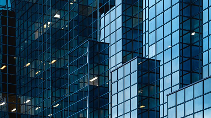 Abstract picture of glass office building