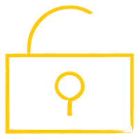 padlock open yellow icon