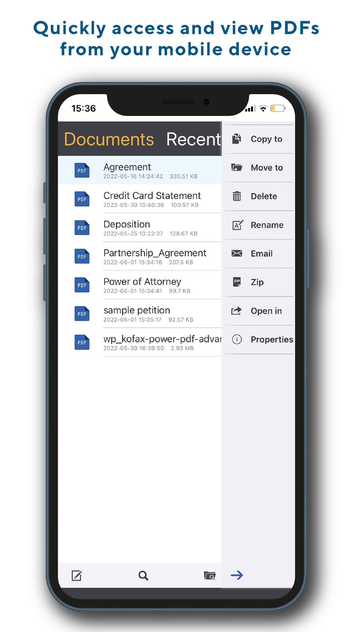 Quickly access and view PDFs from your mobile device